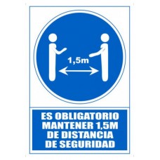 SEÑAL "OBLIGATORIO MANTENER 1,5M DE DISTANCIA DE SEGURIDAD" 210 X 297MM PVC AZUL ARCHIVO 2000 6173-15 AZ (Espera 4 dias)